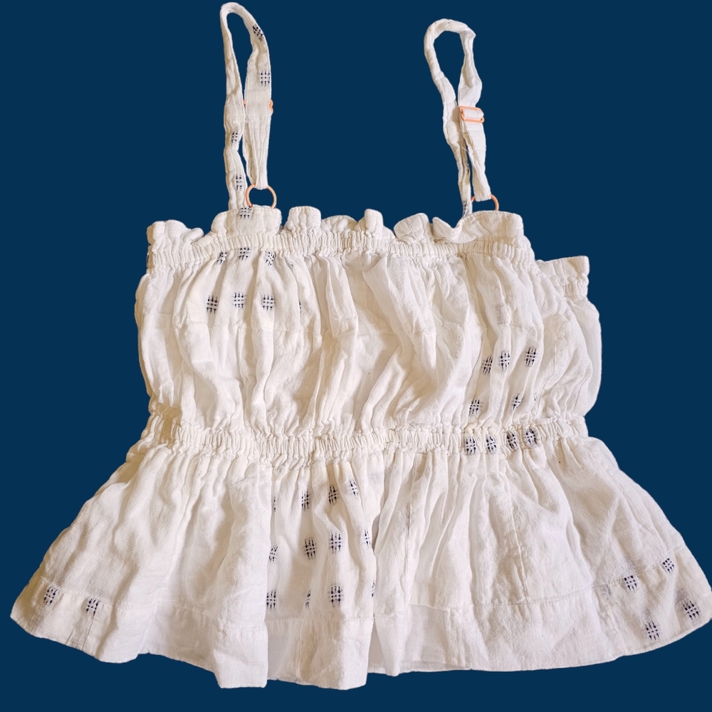 The Odells Anthropologie cottage core white cotton made in India top size M